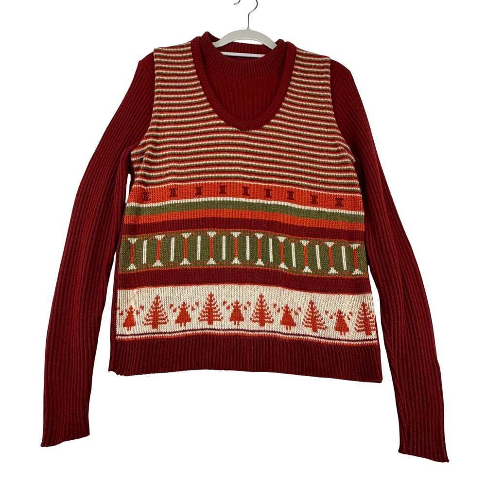 Vintage Rinardo Women Small Fair Isle 
Sweater Vest & Ribbed Mock Neck Set 2pc